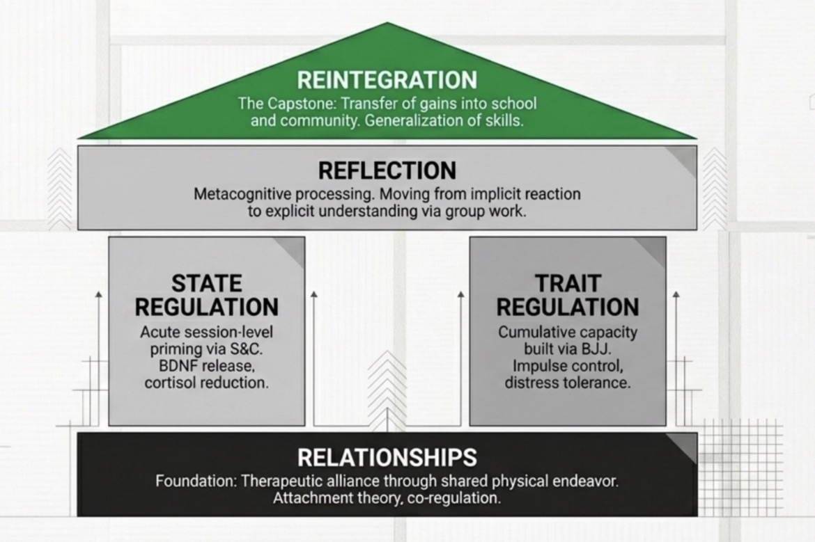 Five Constructs framework: Relationships, State Regulation, Trait Regulation, Reflection, Reintegration